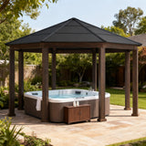 Sunjoy 15' x 15’ Daybreak Octagon Gazebo, Aluminum Roof & Steel Frame Gazebo