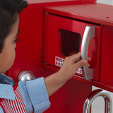 KidKraft Red Vintage Wooden Play Kitchen – Play Phone, Clicking Knobs & Opening Doors