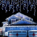 33 ft 410 LED Christmas Curtain String Lights, Cool White Plug-In Fairy Icicle Lights