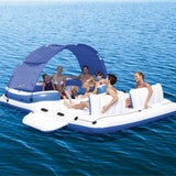 Bestway 6-Person Inflatable Party Island, Floating Raft with Shade & Cooler Bag