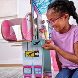 KidKraft Luxe Life 2-in-1 Wooden Airport & Jet Plane Doll Playset – 360° Spinning Base & 15+ Accessories
