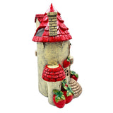 Solar Strawberry Fairy Cottage Garden Statue, 10" Hand-Painted Resin Fairy House