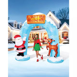 9 ft. 5" Light-Up Rudolph and Santa Christmas Archway Inflatable with Projector Effect