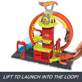 Hot Wheels City Super Loop Fire Station – 3-Level Lift, Adjustable Loop & Waterfall Ramp