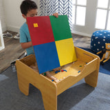 225-Piece KidKraft Reversible Wooden Activity Table – Building Brick Board, Train Set & Storage