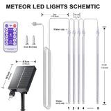 Solar Meteor Shower Icicle Lights, 8 Tubes, 192 LEDs, 11.8" Solar Falling Rain Lights
