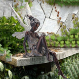 Sitting Fairy Garden Statue, Large Resin Fairy Sculpture for Outdoor Garden