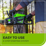 Greenworks 80V 18-Inch Cordless Chainsaw Kit – Battery Powered Chainsaw with 4Ah Battery, Charger, Case &amp; Extra Chains