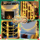 Christmas Deer & Snowflake Fairy String Lights, 24.6 ft 50 LED Battery-Operated Warm White Decorative Lights