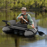 Goplus Inflatable Fishing Float Tube with Rod Holder, Paddle & Flippers, 350 lb Capacity, Portable Fishing Boat