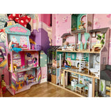KidKraft Candy Castle Wooden Dollhouse – 3 Levels, Working Elevator & 28 Accessories