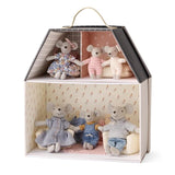 Two-story Tiny Plush Animal Family Dollhouse Playset with 6 Plush Bear or Mouse