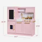 31.5" Best Choice Products Wooden Play Kitchen – 11 Accessories, Ice Dispenser & Chalkboard