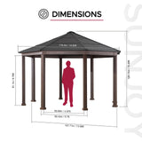 Sunjoy 15' x 15’ Daybreak Octagon Gazebo, Aluminum Roof & Steel Frame Gazebo