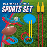 MinnARK Ultimate 6-in-1 Outdoor Sports Set with Football, Flying Disc