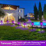 CATGOOD 12 Pack Solar Flickering Flame Torch Lights – Waterproof LED Tiki Lights