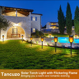 CATGOOD 12 Pack Solar Flickering Flame Torch Lights – Waterproof LED Tiki Lights