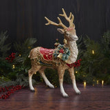 Fitz & Floyd 17.75" Noel Holiday Grand Deer, Ceramic Christmas Reindeer Figurine