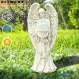 11.5" H Solar Garden Angel Statue, Weatherproof Resin Angel Figurine with Warm LED Light