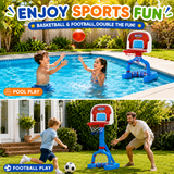 JoyStone 3-in-1 Kids Basketball Hoop and Soccer Goal Set, Adjustable 2'–4.5' with 2 Basketballs, 2 Soccer Balls and Pump
