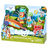 Bluey & Rusty Go-Kart Vehicle Pack – 2 Articulated 2.5" Figures, Helmets, Tools & Toolbox
