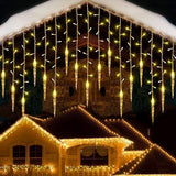 11.5 ft Christmas Icicle String Lights with 96 LEDs, 16 Drops and 8 Lighting Modes