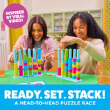 Color Stack Challenge Relatable 80 Rings 50 Cards Sorting Matching Game Toy