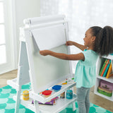 KidKraft Deluxe Wooden Art Easel – Chalkboard, Dry-Erase Board, Paper Roll & 2 Paint Cups
