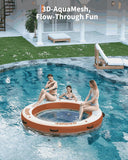 EuKer Inflatable Floating Island 8 ft x 8 ft with Mesh Water Hammock, Portable Floating Dock