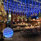 Solar Meteor Shower Icicle Lights, 8 Tubes, 192 LEDs, 11.8" Solar Falling Rain Lights