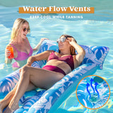 Joyfy Inflatable Pool Float Lounger with Headrest, Foot Rest & Cup Holders, Floating Pool Raft