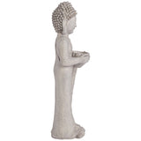 32" Standing Buddha Garden Statue, Gray Faux Stone Resin Zen Sculpture