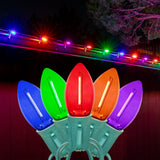 25-Count C9 LED Christmas Lights, 25FT Smooth Plastic Bulb String Lights on Green Wire