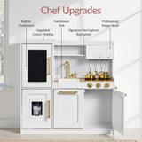 31.5" Best Choice Products Wooden Play Kitchen – 11 Accessories, Ice Dispenser & Chalkboard