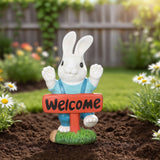 Mainstays 11.5" Welcome Bunny Garden Statue, Resin Easter Rabbit Décor