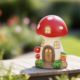 Mainstays 10.5" Red Mushroom House Garden Statue, Resin Fairy Cottage Outdoor Décor