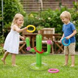 Pool Toys Games Set, 3-in-1 Inflatable Pool Basketball Hoop, Ring Toss & Cactus Water Game Set