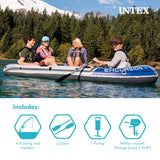 Intex Excursion Inflatable 5 People Boat Set with Oars, Pump, Fishing Rod Holders & Motor Mount Fittings