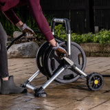 Gorilla 150 ft. Aluminum Zero-Rust Garden Hose Reel Cart – Heavy-Duty Mobile Hose Reel with Brass Fittings