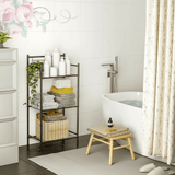 3-Tier Narrow Bathroom Shelf – 17.3" × 10.6" × 35.6" Metal Floor Storage Stand