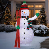 9-Foot Pop-Up Snowman with Skis and LED Twinkle Lights