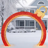9' Ornament Christmas Arch with 690 LED Twinkle Lights, Holiday Walkway Decoration