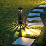 Test Rite 4-Pack Solar Bollard Rotating Pathway Light, Steel Frame Leaf Lights
