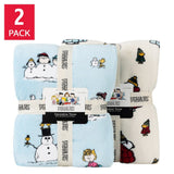 Peanuts Snoopy Halloween VelvetLoft Throw Blanket 2-Pack, 60"x70" Soft Fleece