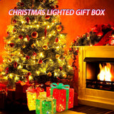 Christmas Lighted Gift Boxes, Set of 3 Battery-Operated Holiday Decorations with 50 LEDs