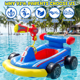 Kids Racing Car Pool Float with Water Blaster, Inflatable Ride-On Pool Toy