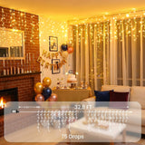 Outdoor LED Icicle String Lights – 32.8 ft, 400 LED Curtain Lights