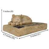 Solar Cat Memorial Garden Stone with Sleeping Cat Statue, 8" Resin Pet Grave Marker, Auto-Glow Sympathy Memorial