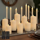 LumiPur 18-Piece Flameless LED Candle Set – Real Wax Pillar &amp; Taper Candles w/ Remot