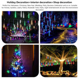 30 cm LED Meteor Shower Rain Lights, 8 Tubes, 192 LEDs, Falling Snow Christmas String Lights
